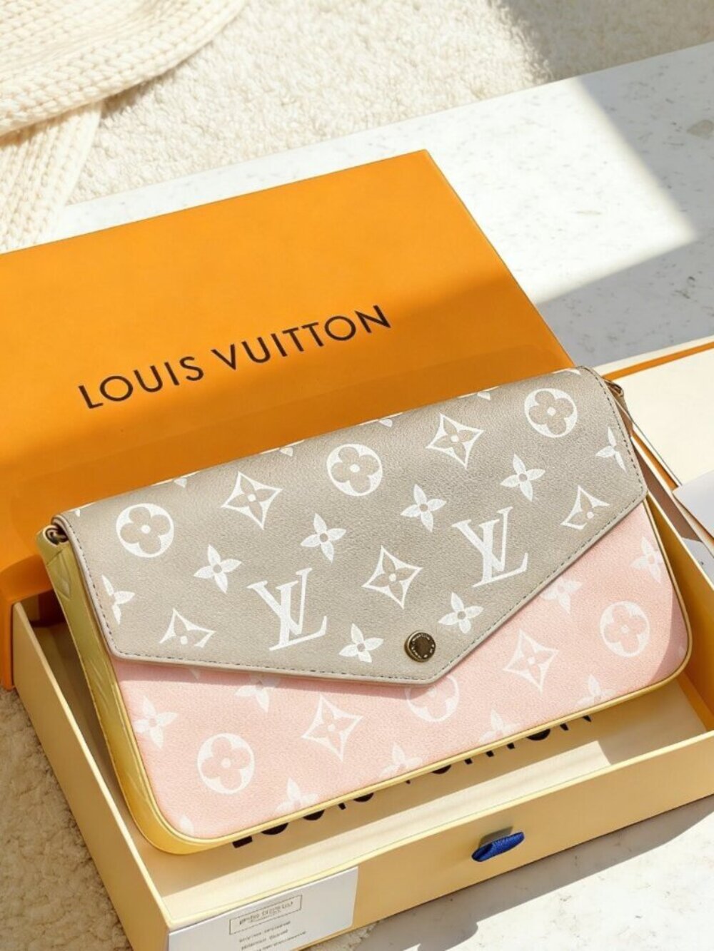 LV Pochette Félicie with Yellow Leather Trim